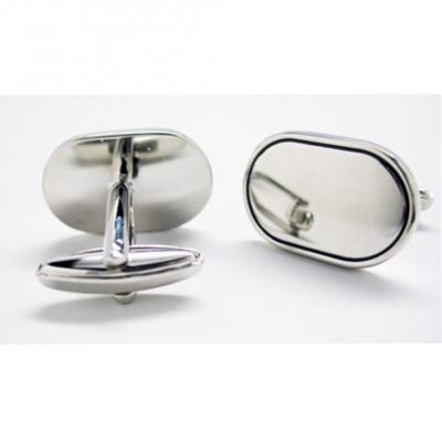 The Super Spy Mirror Finish Silver Tone Oval Gentlemens Cufflinks.JPG